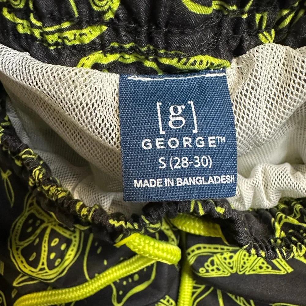 George Men’s Quick Dry Board‎ Shorts Swim Trunk Small 28-30 Lined Green Citrus